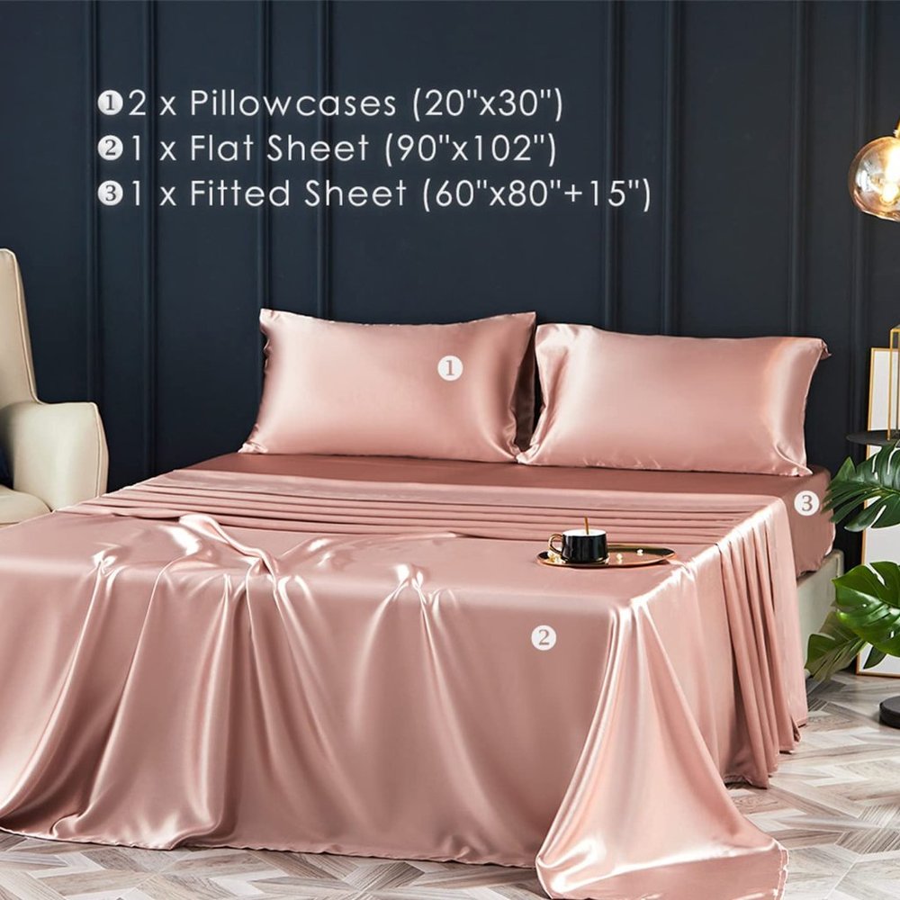 NEW 4 Pcs Satin Sheets -Silky Soft Extra Deep Pocket  Sheet Sets - Picture 13 of 16